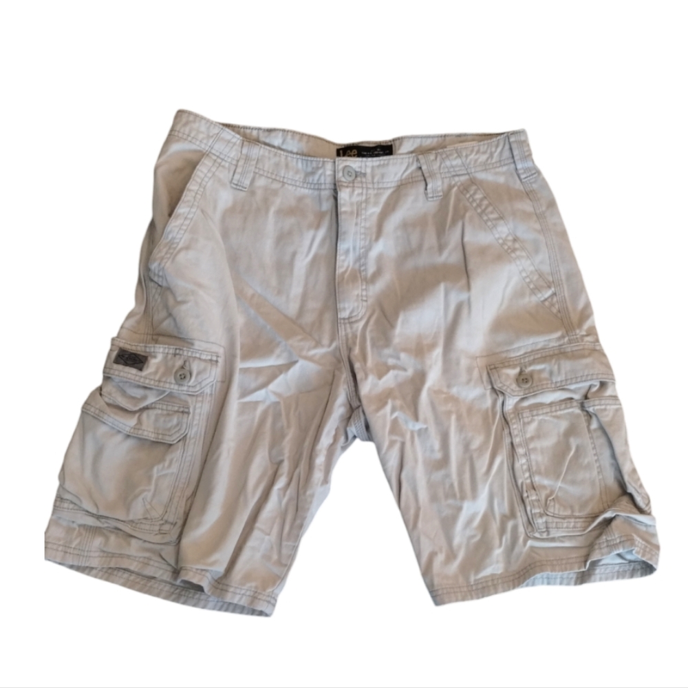 Lee Cotton Cargo Tan Khaki Beige Shorts Multiple Pocket Men 36